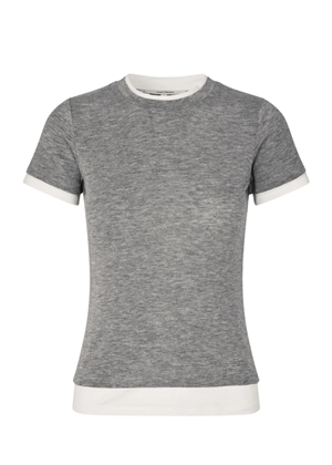 Bibi ss tee Grey Melange/White Oval Square 